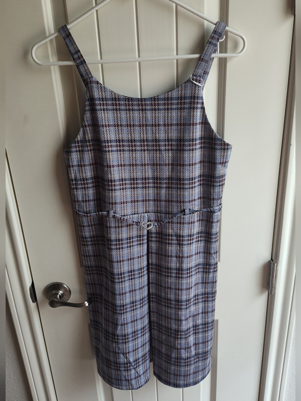 Plaid Sleeveless Jumper Dress in Lavender and Navy Girls-16